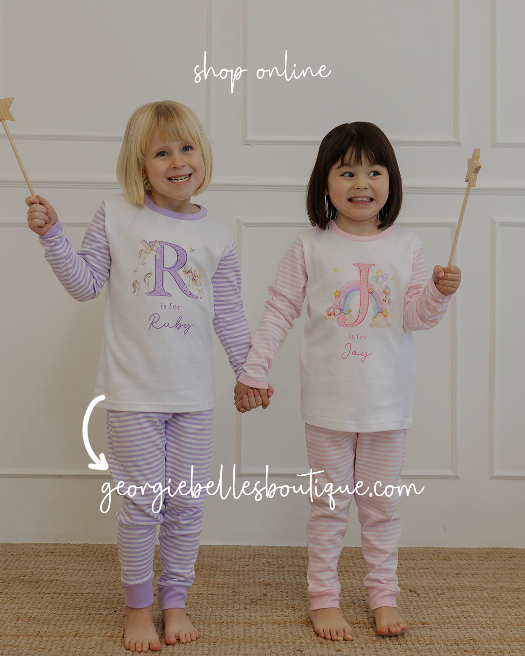 Personalised Boys Gifting Pyjamas Blue Stripe - Safari Initial Design