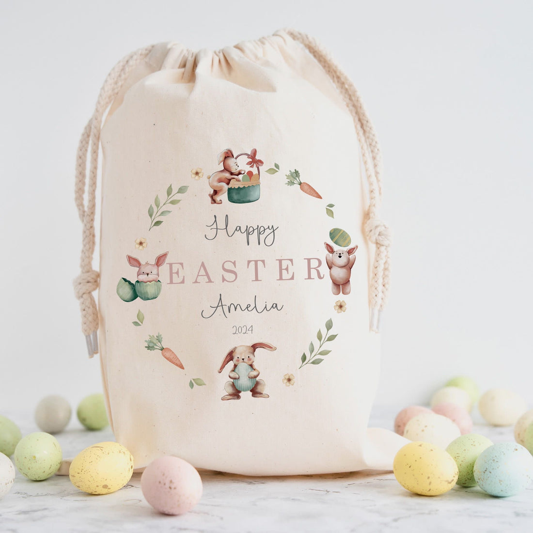 Unisex Personalised Easter Wreath Treat Sack
