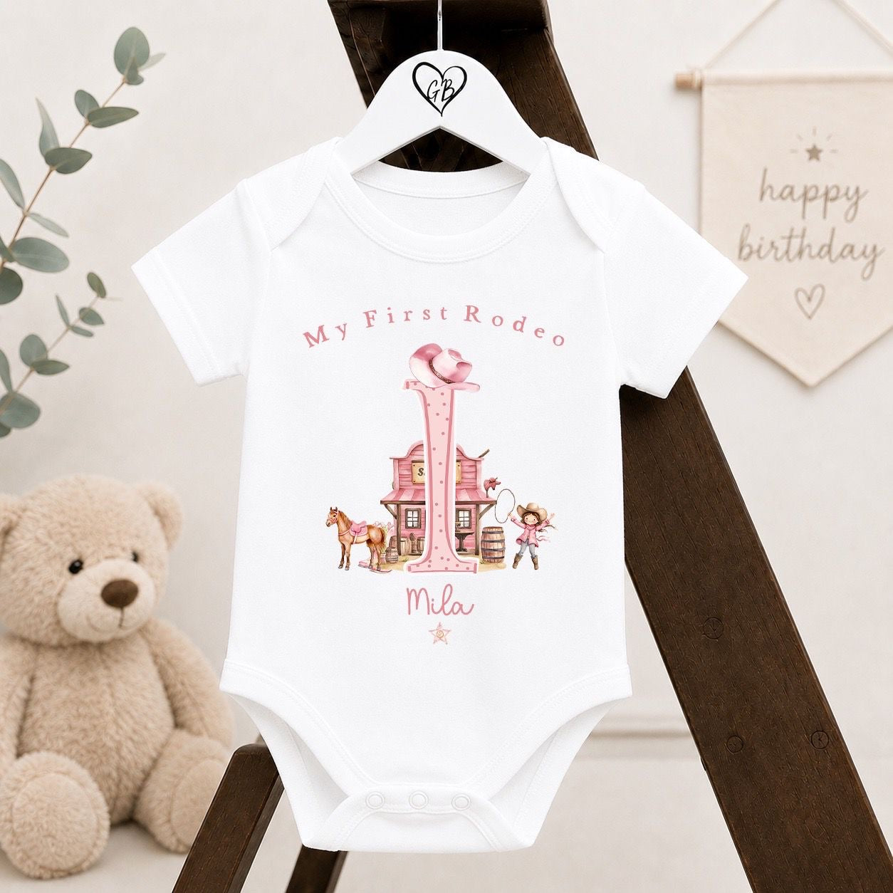 Personalised First Birthday Baby Vest | 1st Birthday Outfit - My First Rodeo Design
