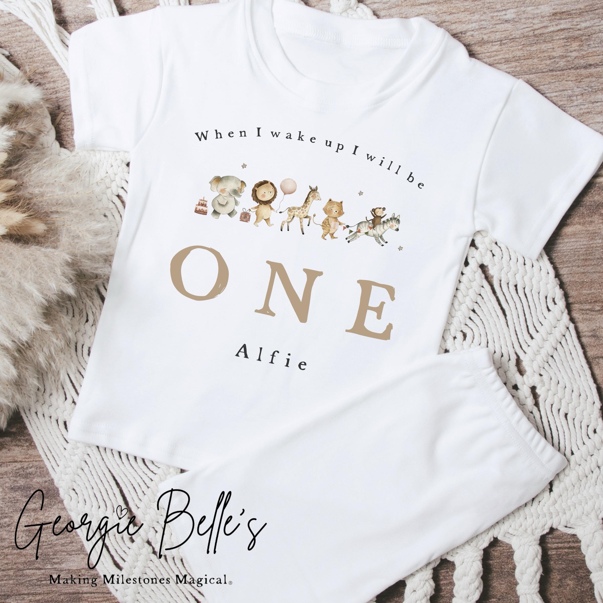 Personalised Short Set Birthday Pyjamas - Animal Parade Design