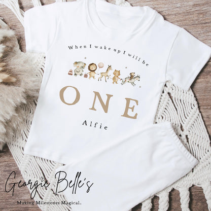 Personalised Short Set Birthday Pyjamas - Animal Parade Design