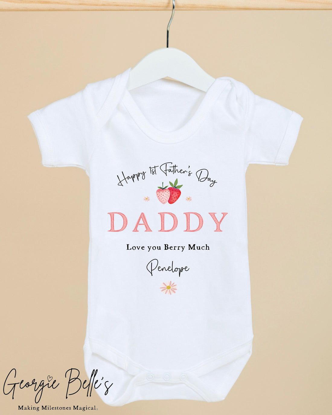 Personalised Father’s Day Baby Vest / Babygrow - Strawberry Design