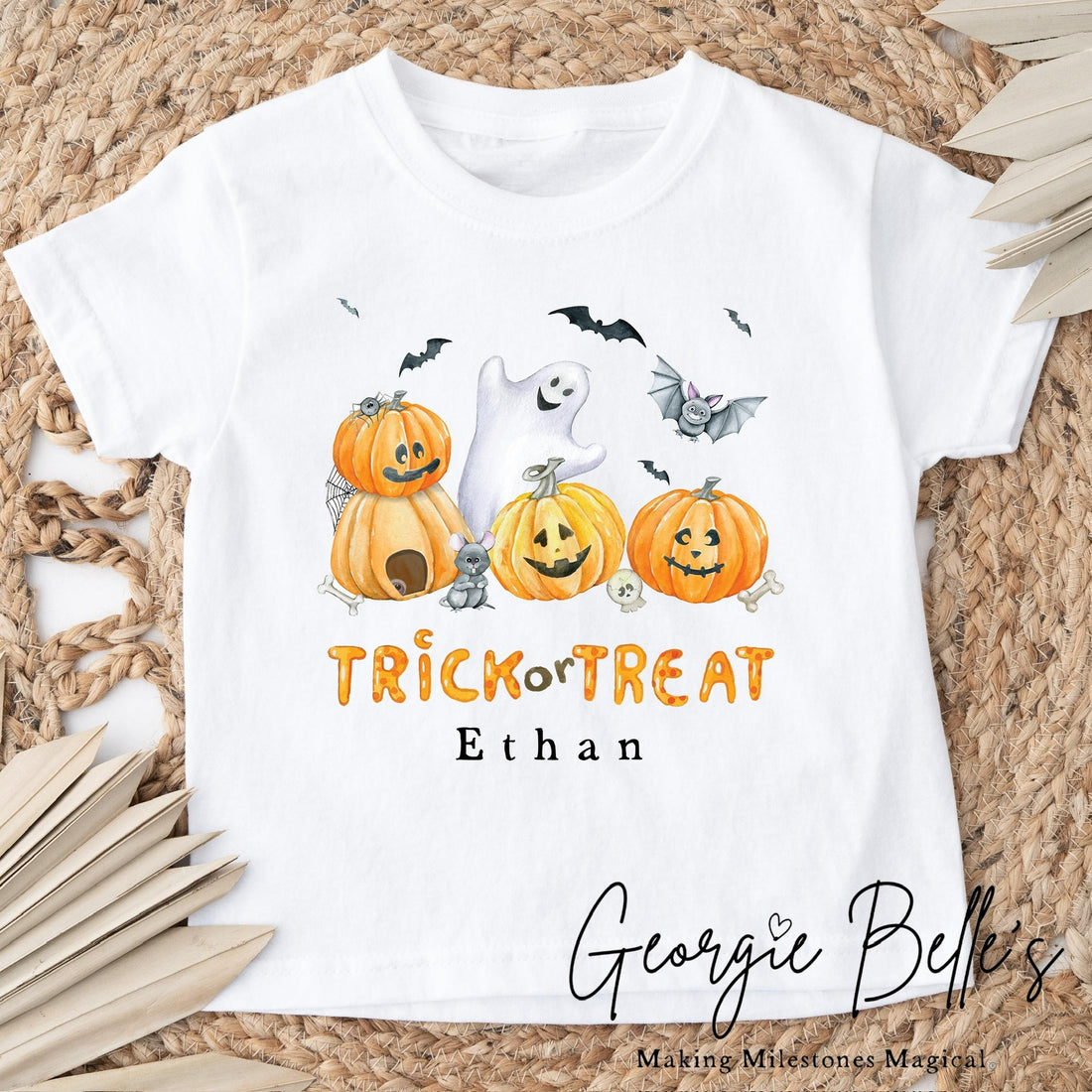 Personalised Halloween T-Shirt - Trick Or Treat Pumpkin Design