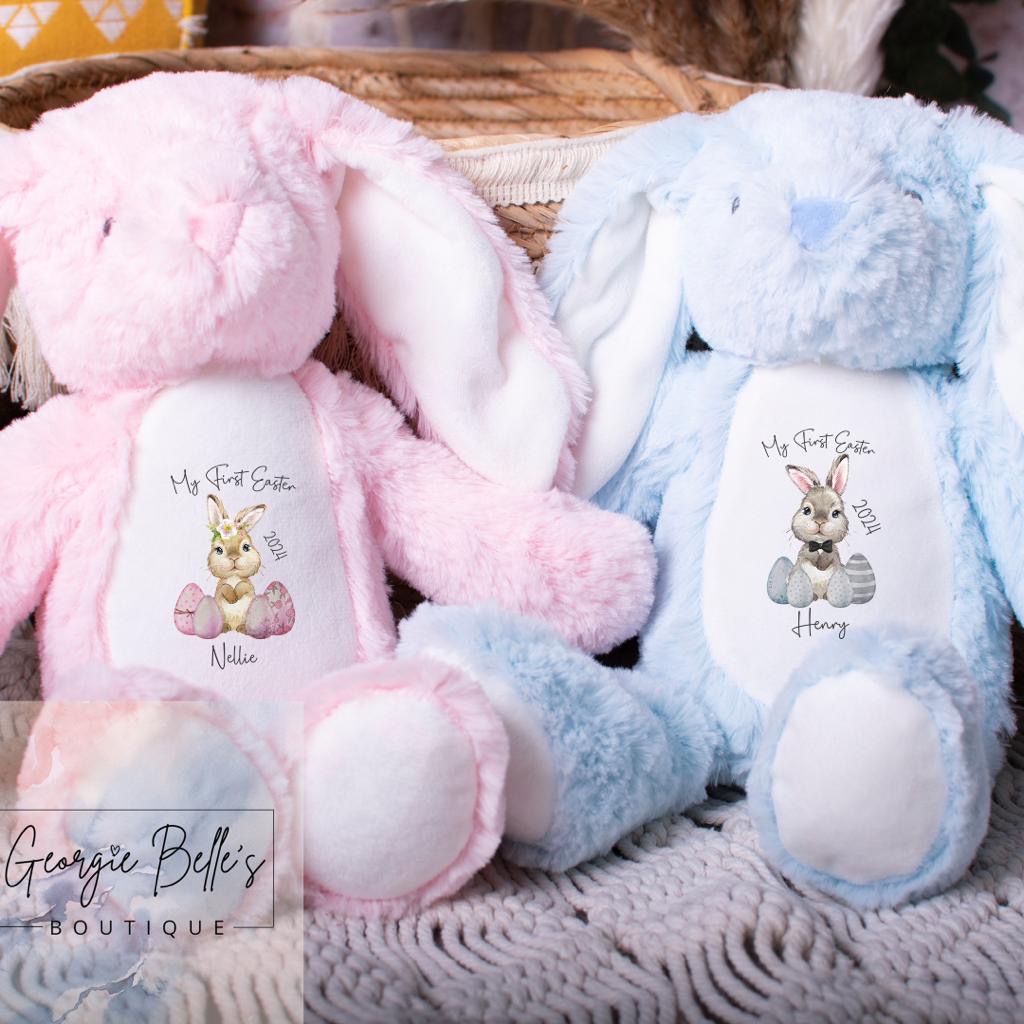 Personalised Blue Easter Bunny Soft Toy
