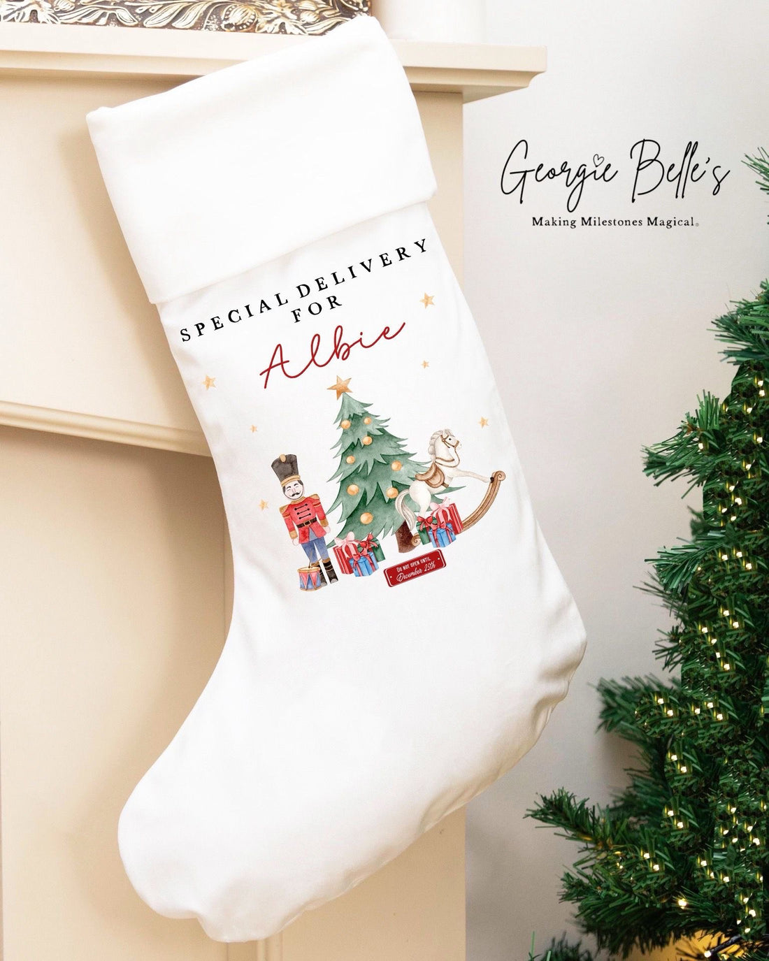 Personalised Luxury Christmas Stocking - Red Nutcracker Design