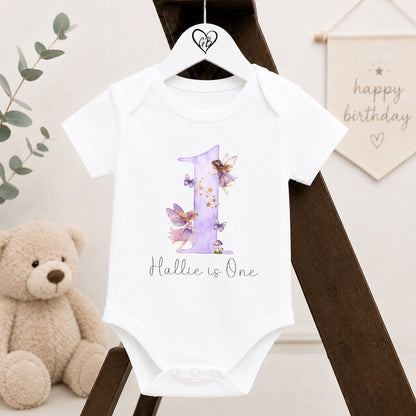 Personalised First Birthday Baby Vest | 1st Birthday Outfit - Lilac Butterfly Design