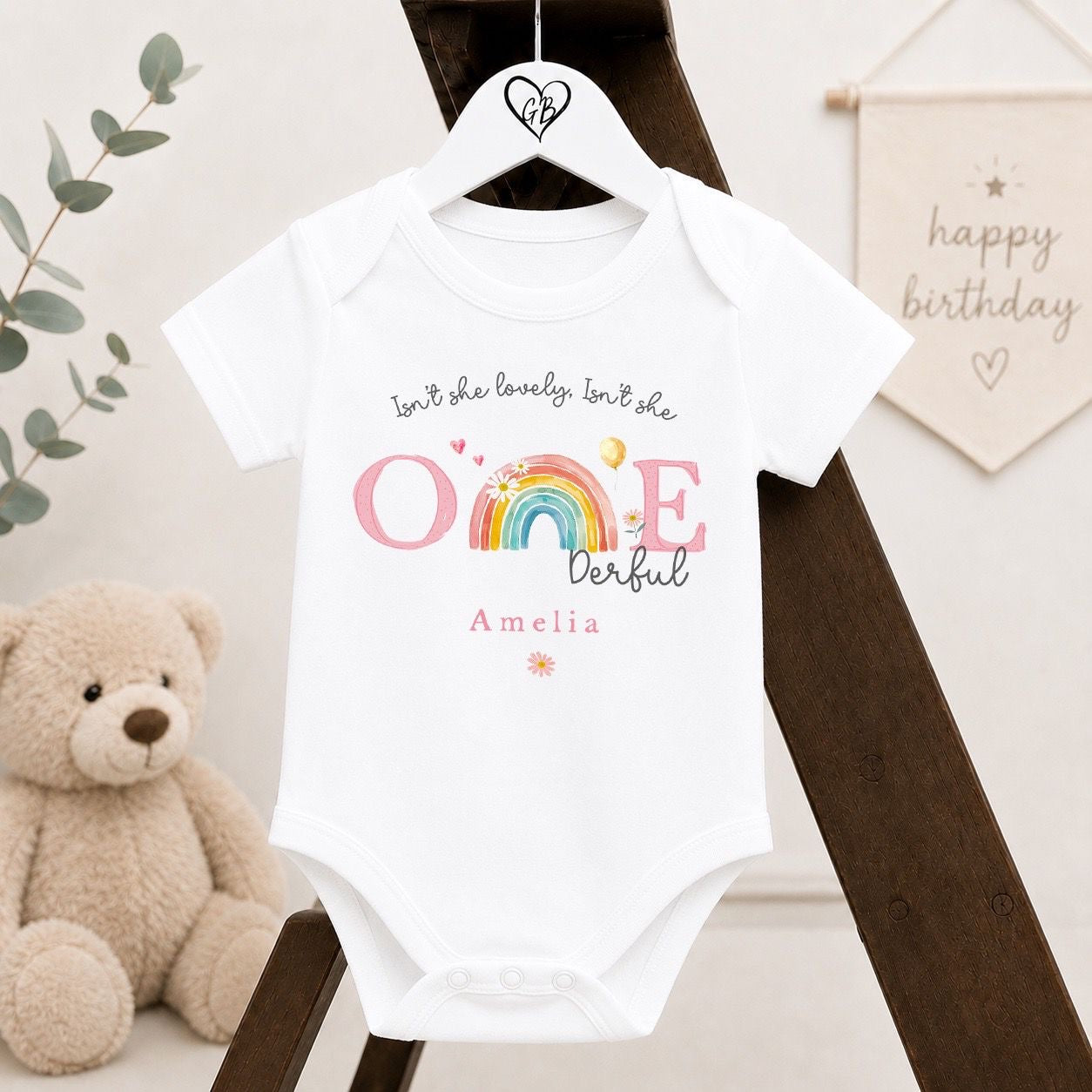 Personalised First Birthday Baby Vest | 1st Birthday Outfit - Onederful Rainbow Design