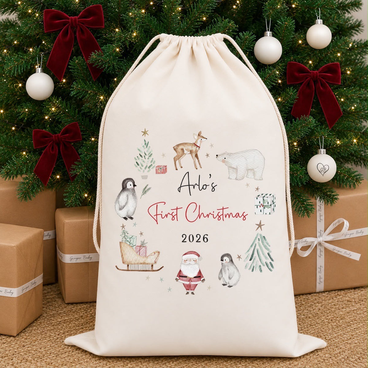 My First Christmas Luxury Personalised Premium Cotton Christmas Sack | Baby&