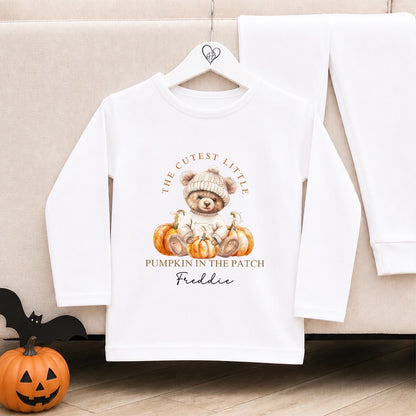 Personalised Halloween Pyjamas | Matching Sibling Halloween Pyjamas | Cutest Pumpkin Design