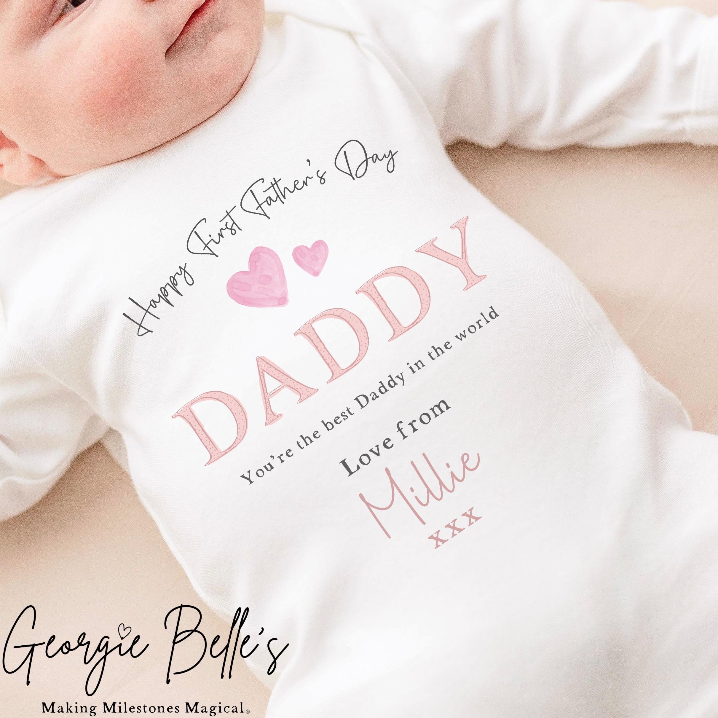 Personalised Father’s Day Baby Vest / Babygrow - Pink Design