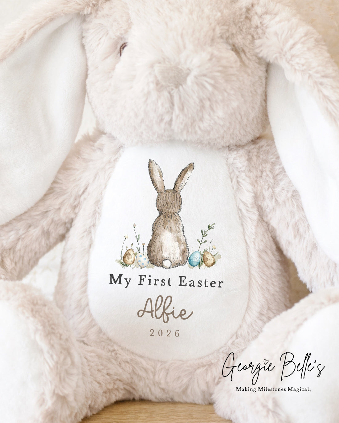 Personalised Nude Easter Bunny Soft Toy - First Easter Design