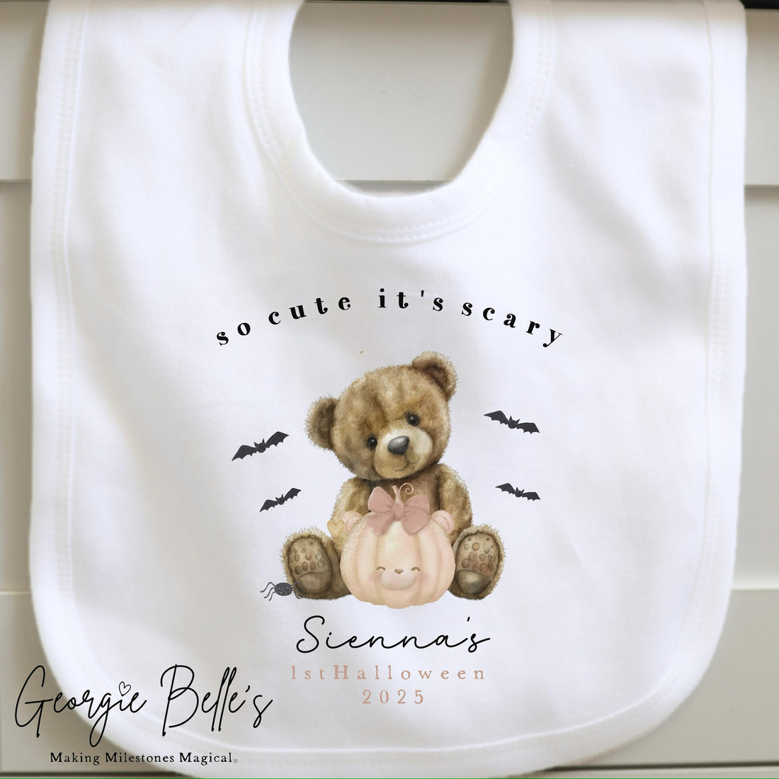 Personalised Halloween Bodysuit / Sleepsuit - Too Cute Itās Scary Design