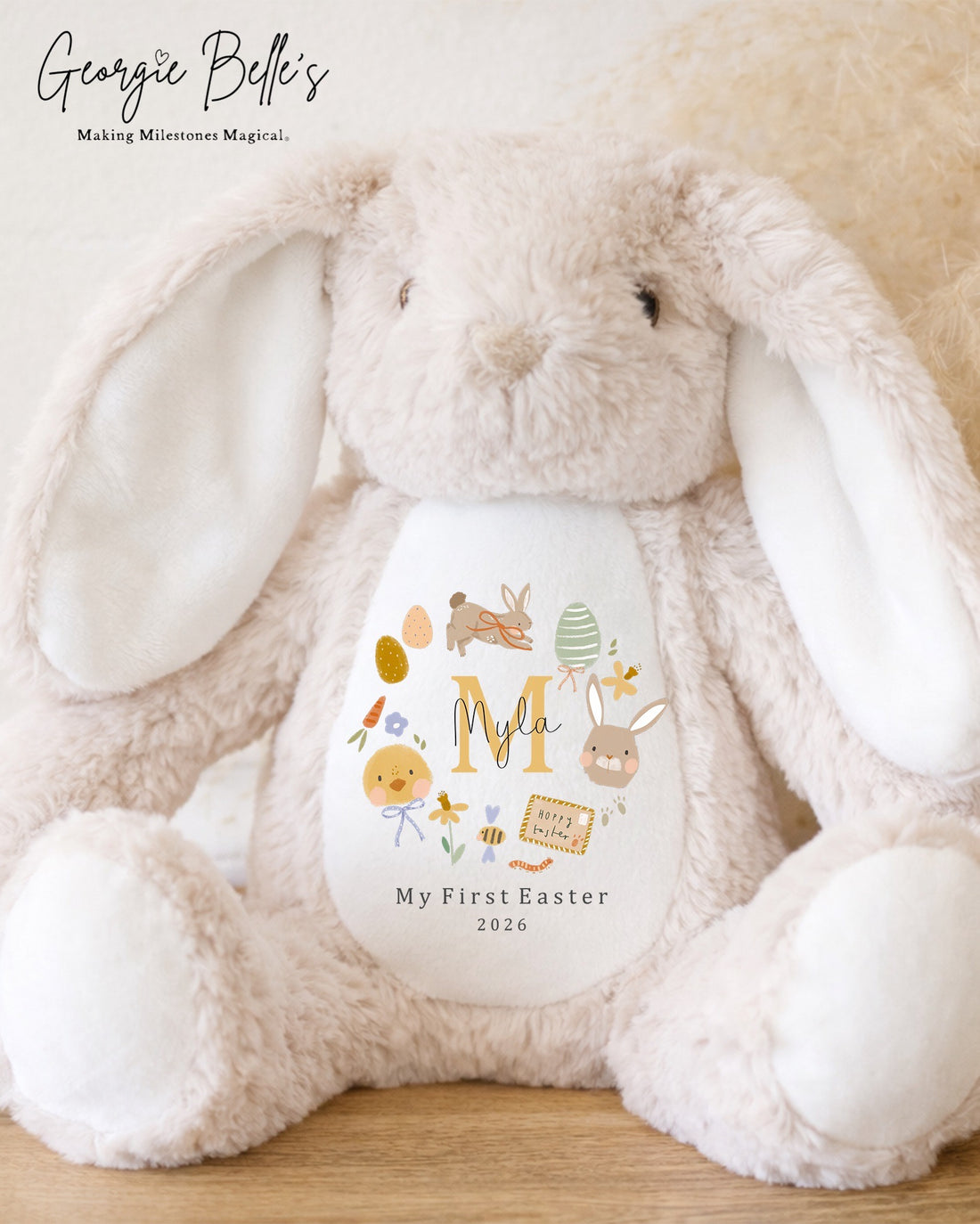 Personalised Nude Easter Bunny Soft Toy - First Easter Design