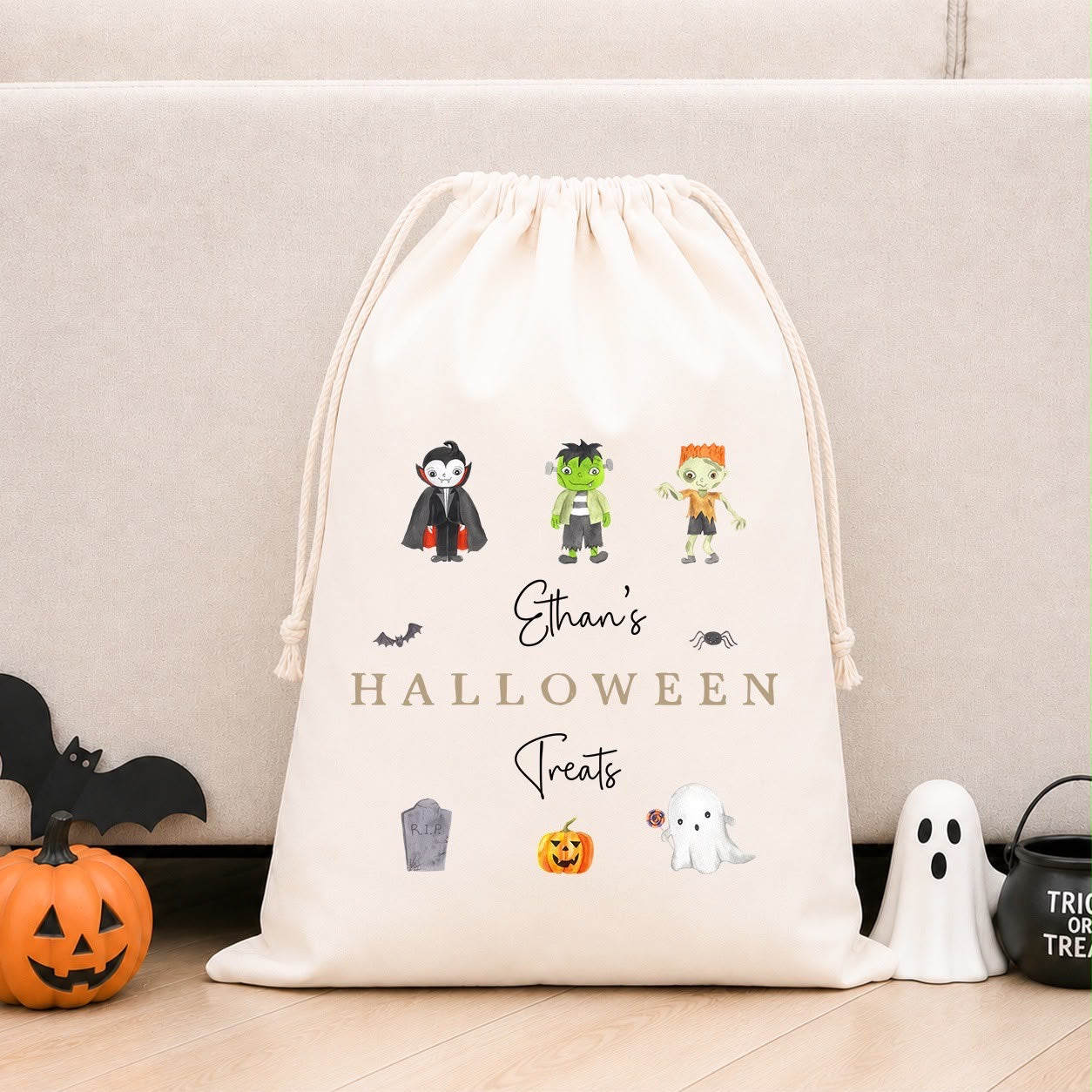 Personalised Halloween Boo Bag &amp; Treat Sack | Monster Design