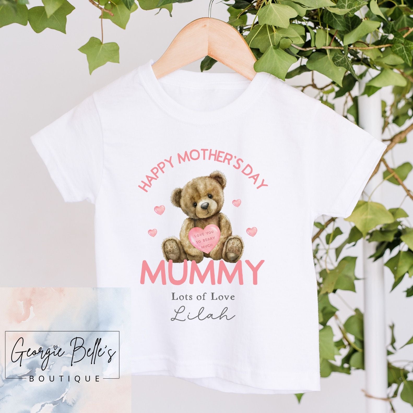 Mothers Day T-Shirt - Pink Bear Design