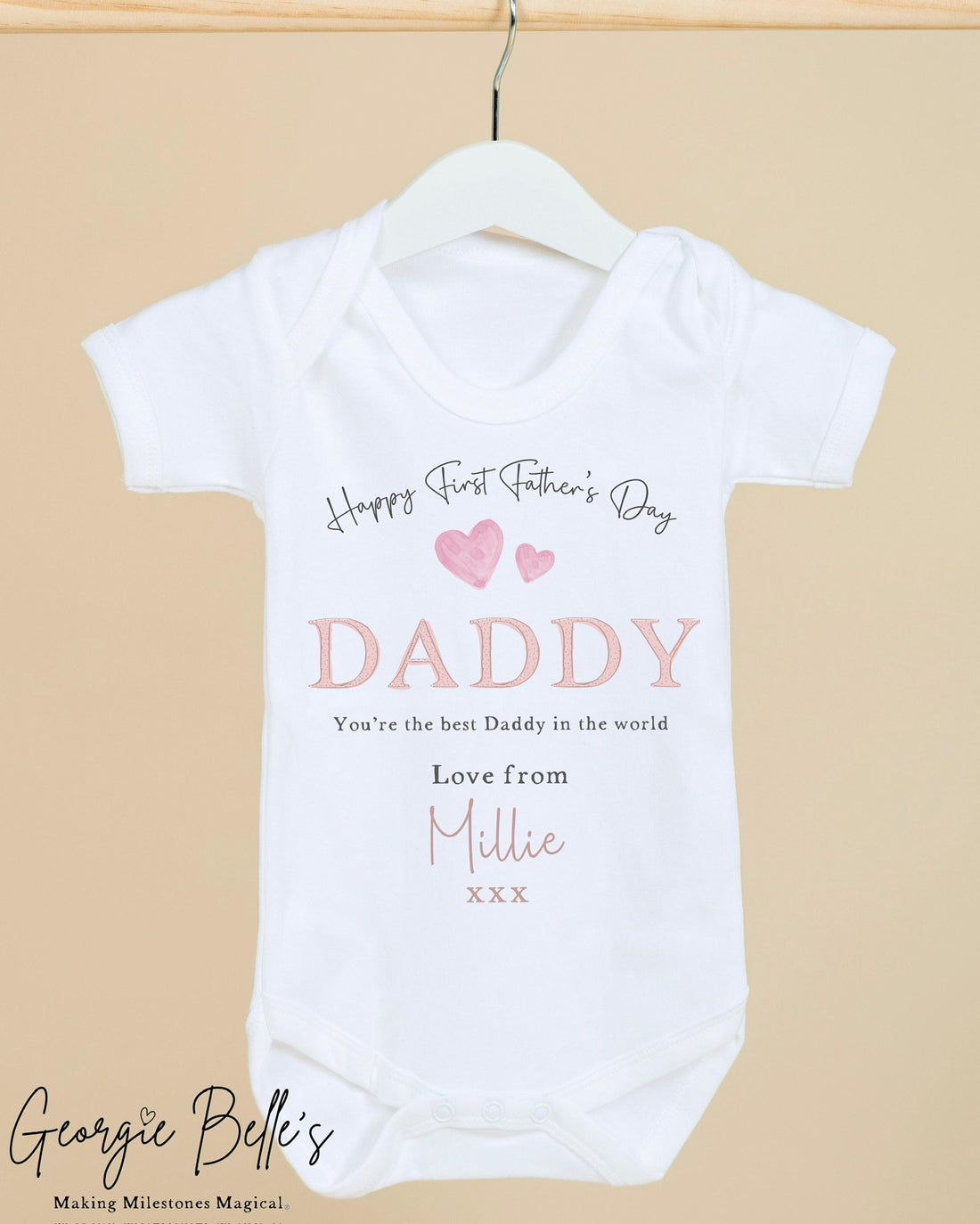 Personalised Father’s Day Baby Vest / Babygrow - Pink Design