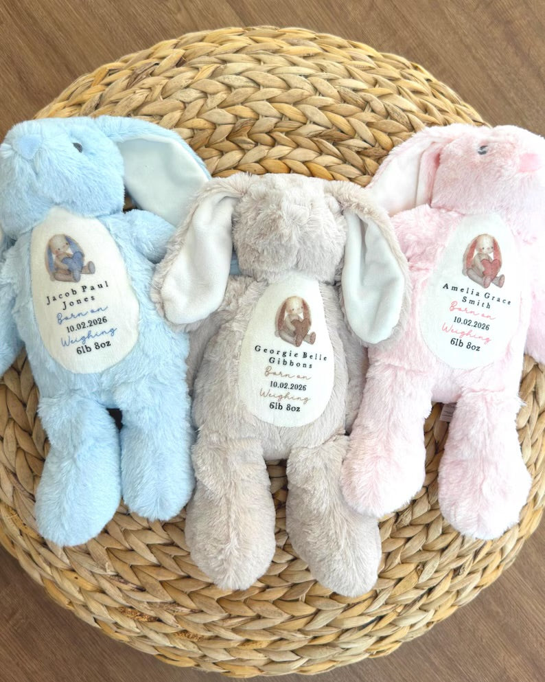 Personalised Birth Detail Nude Bunny Soft Toy