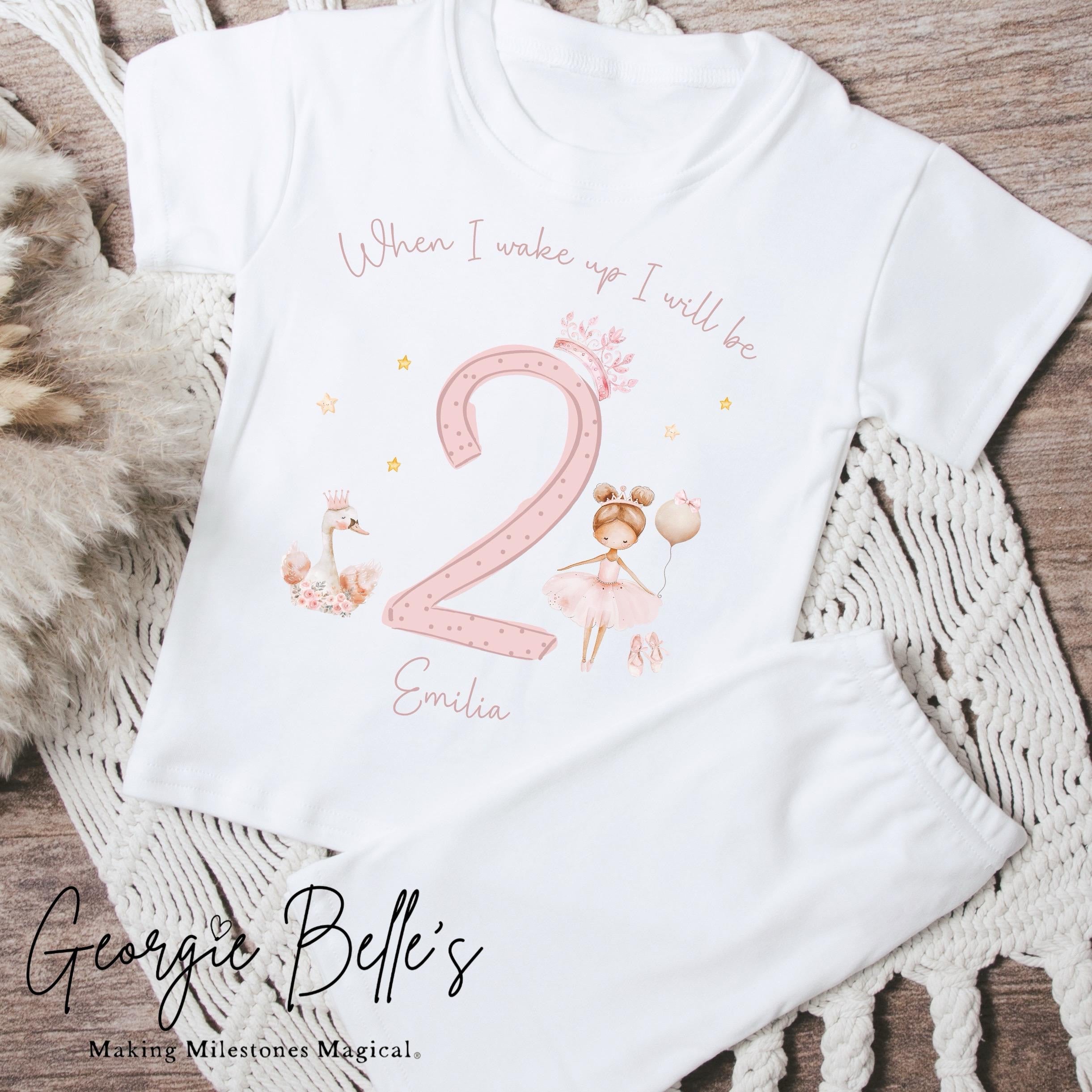 Personalised Short Set Birthday Pyjamas - Swan Design