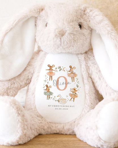Personalised Christening Babygrow - Mice Wreath Design