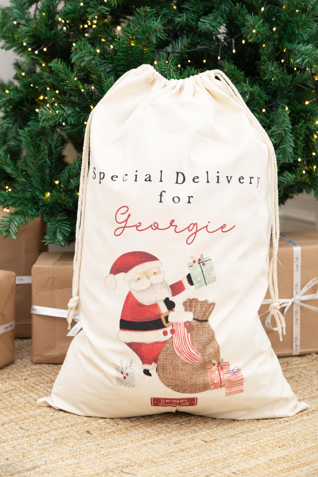 Personalised XL Luxury Premium Cotton Christmas Sack - Classic Santa Design