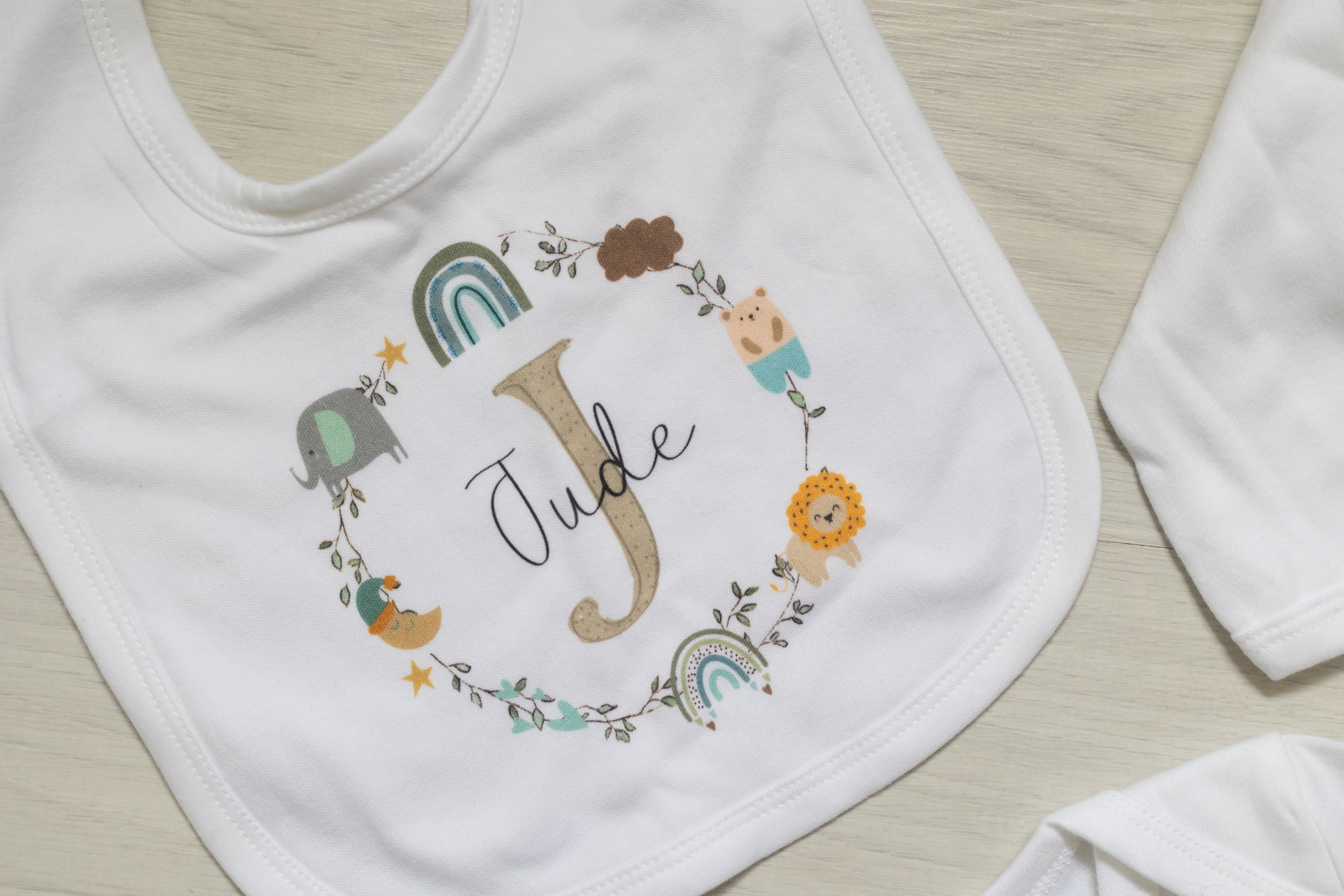 New Baby Gift Set - Blue Jungle Wreath Design