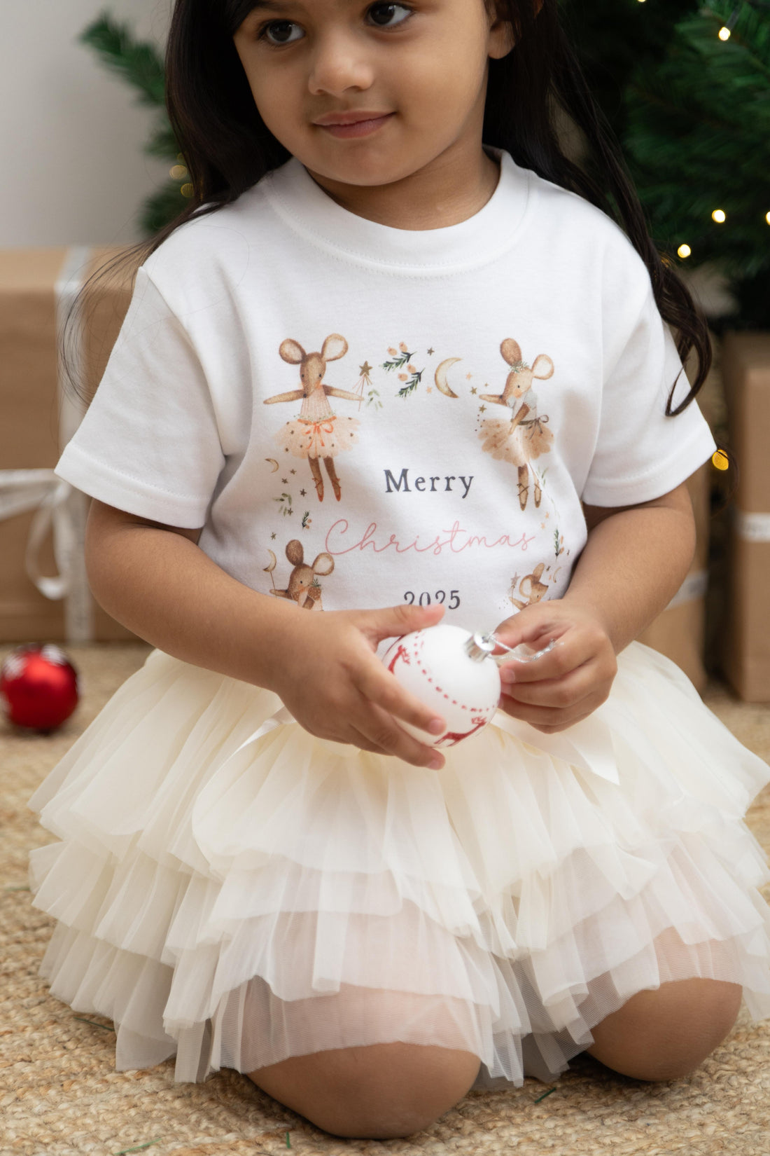 Personalised Luxury Christmas Tutu Outfit - Mouse Wreath Design