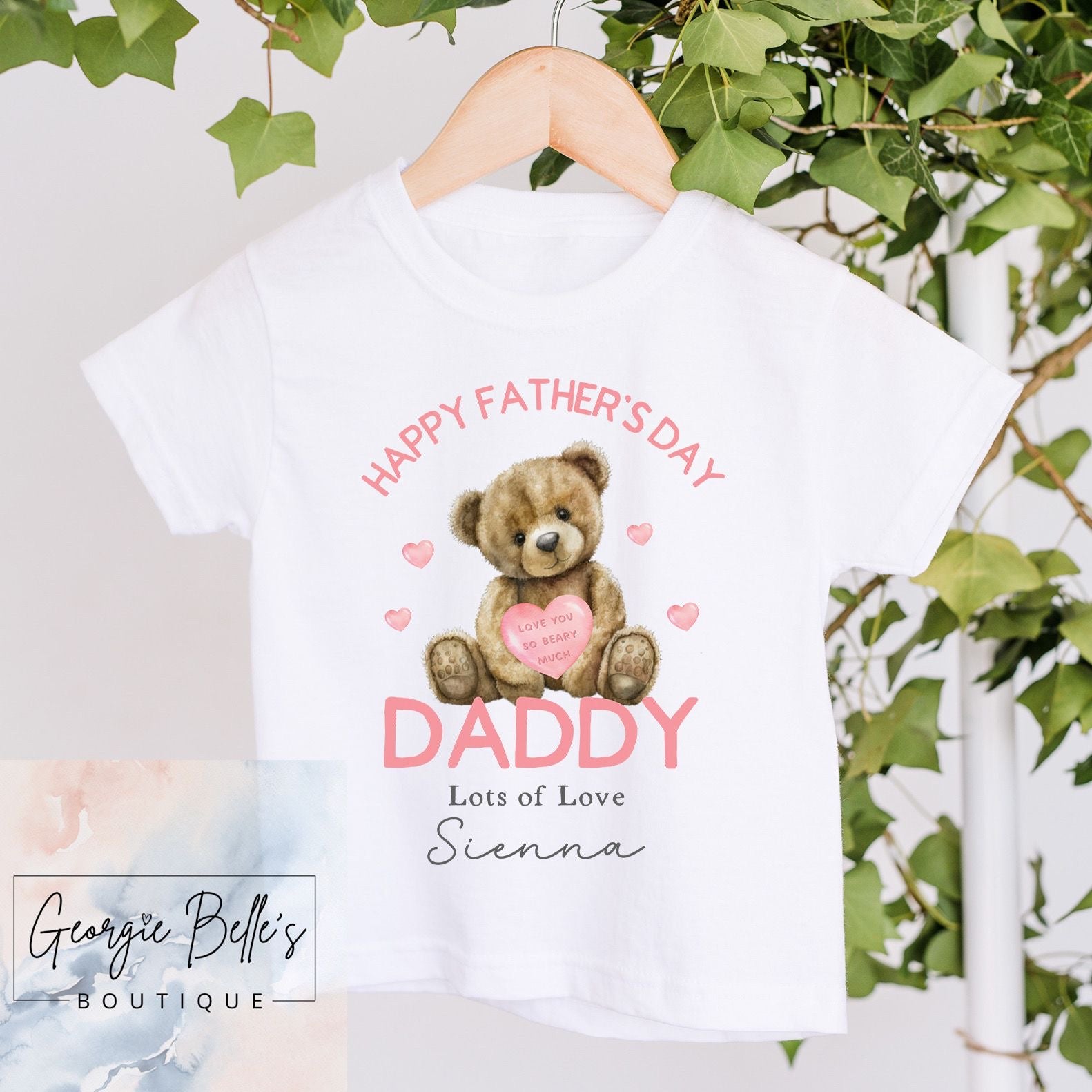 Father's Day T-Shirt - Pink Bear Design