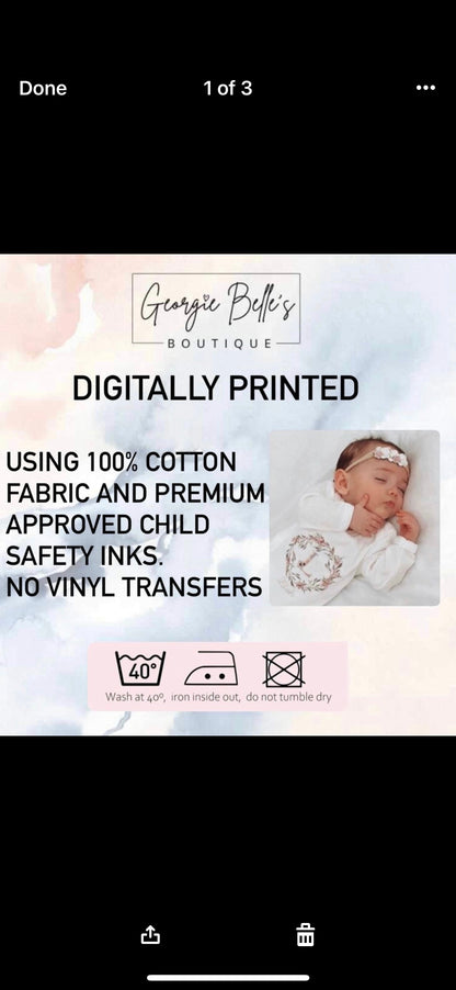 Personalised Christening Blue Rainbow Design Vest/Babygrow
