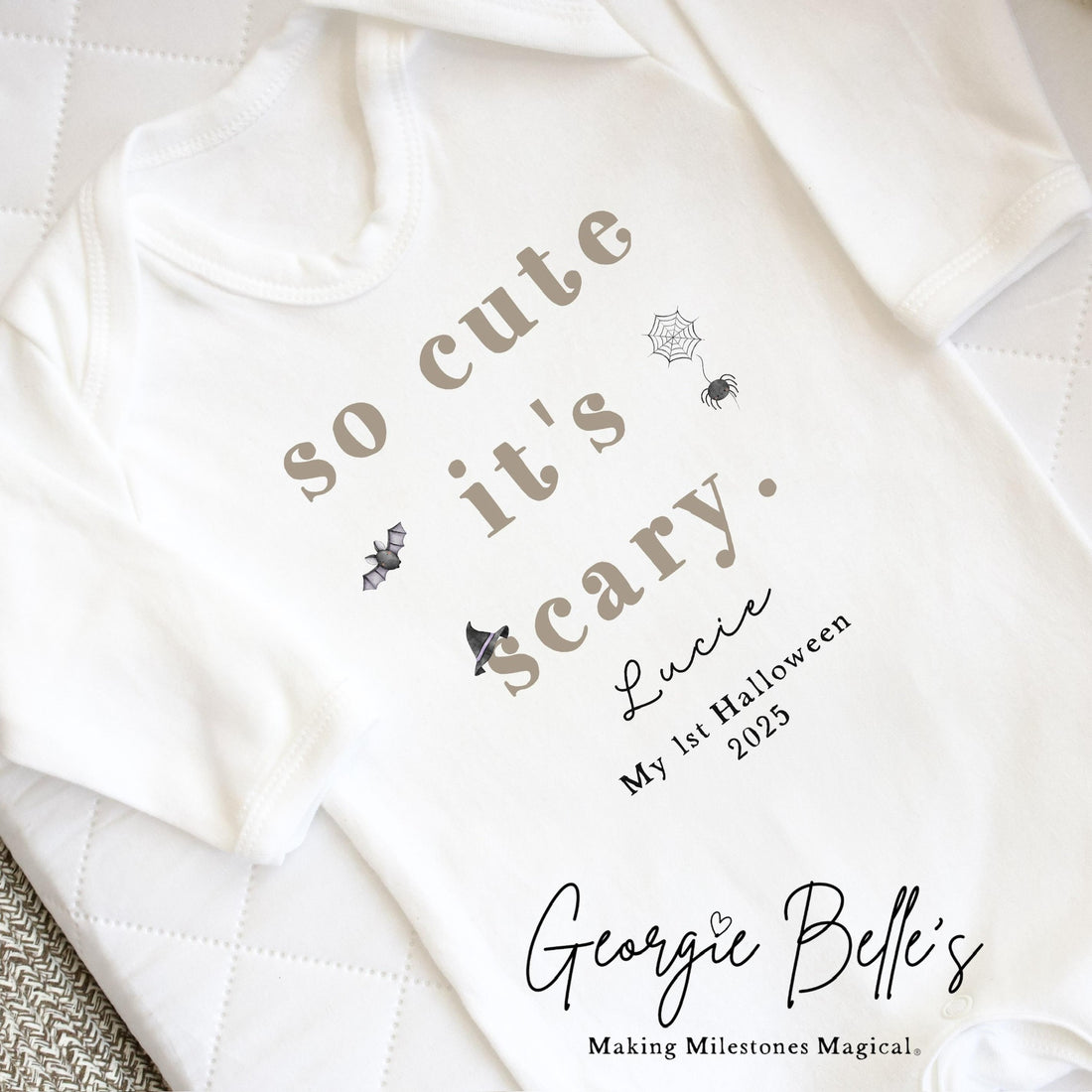 Personalised Halloween Bodysuit / Sleepsuit - So Cute Itās scary Design