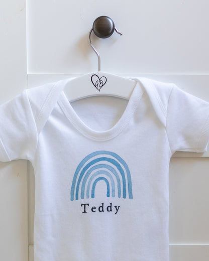 Luxury Personalised Baby Gift Set - Blue Rainbow Design