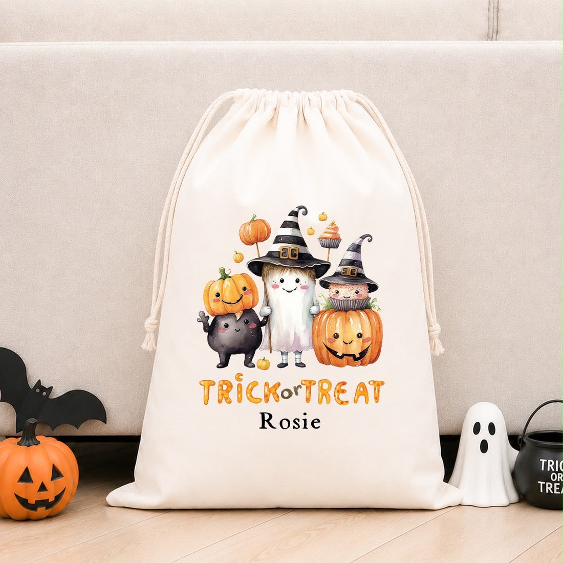 Personalised Halloween Boo Bag &amp; Treat Sack | Trick Or Treat Ghoul Design