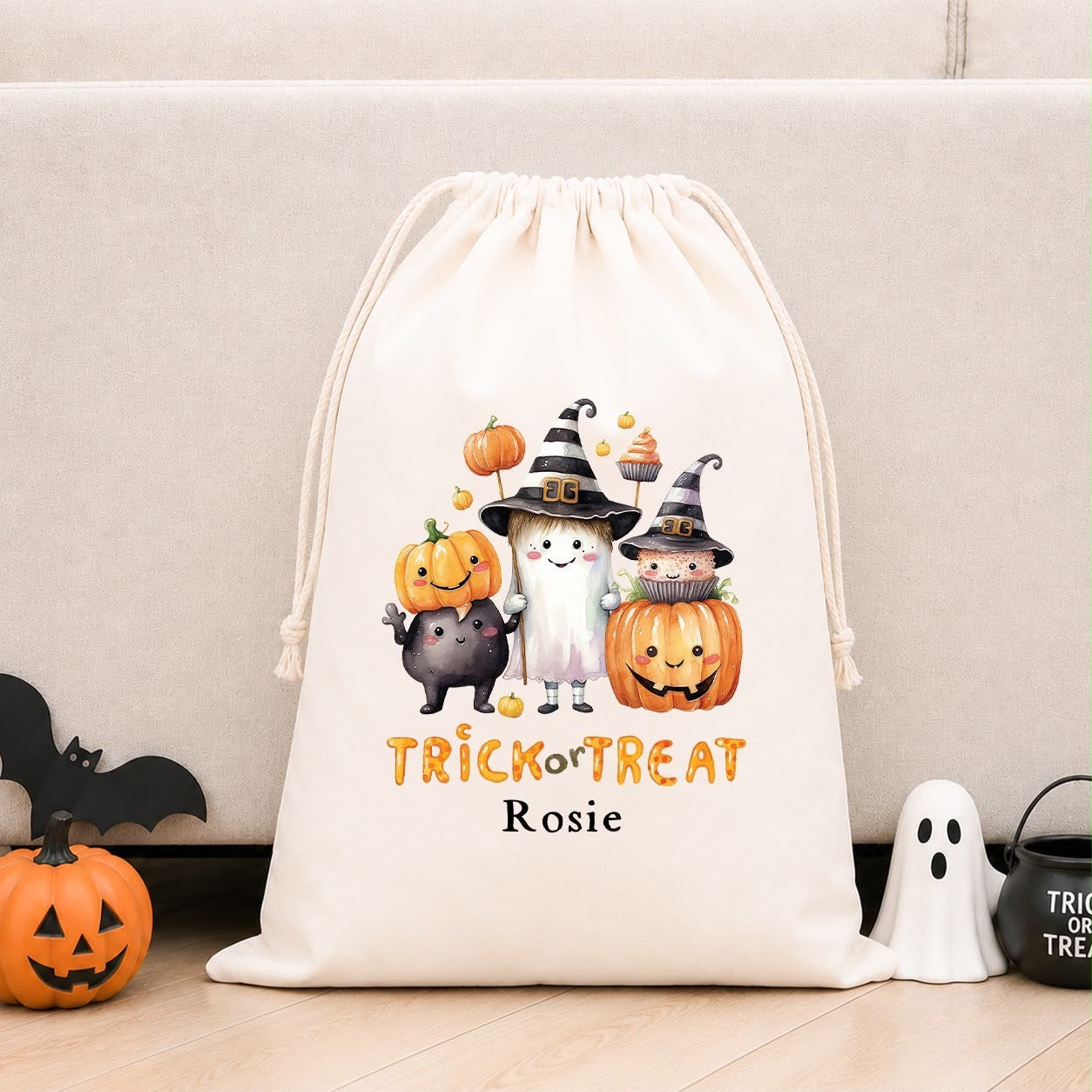 Personalised Halloween Boo Bag &amp; Treat Sack | Trick Or Treat Ghoul Design
