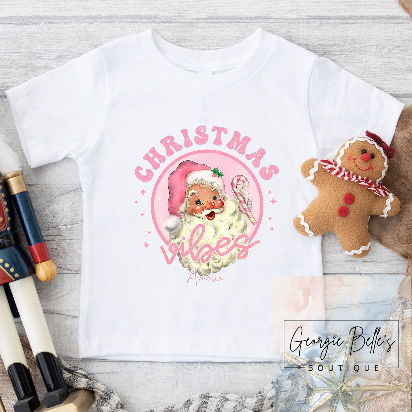 Christmas Vest / T-shirt - Pink Christmas Vibes Design