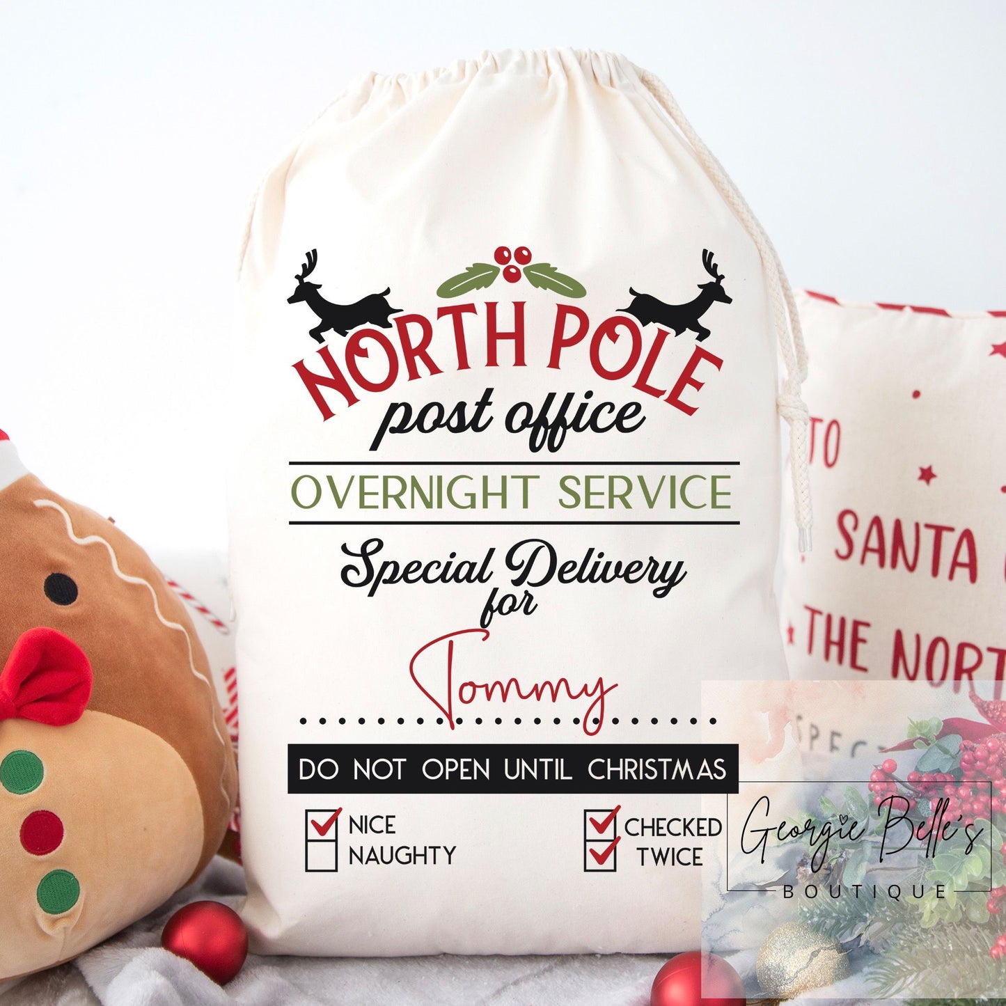 Luxury Personalised Premium Cotton Extra Large Christmas Santa Sack - North Pole Design