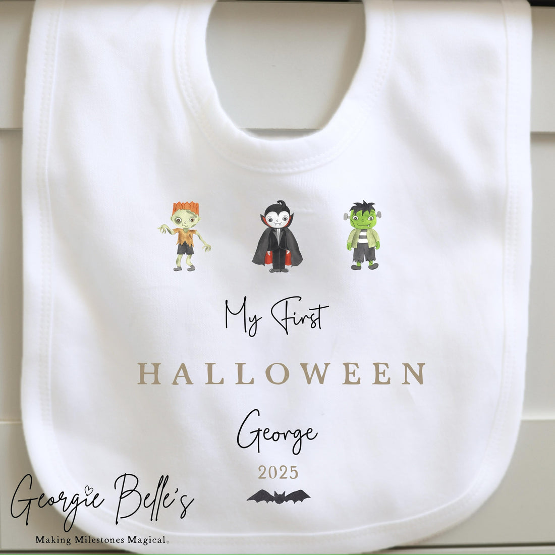 Personalised Halloween Bodysuit / Sleepsuit - My First Halloween Monster Trio Design