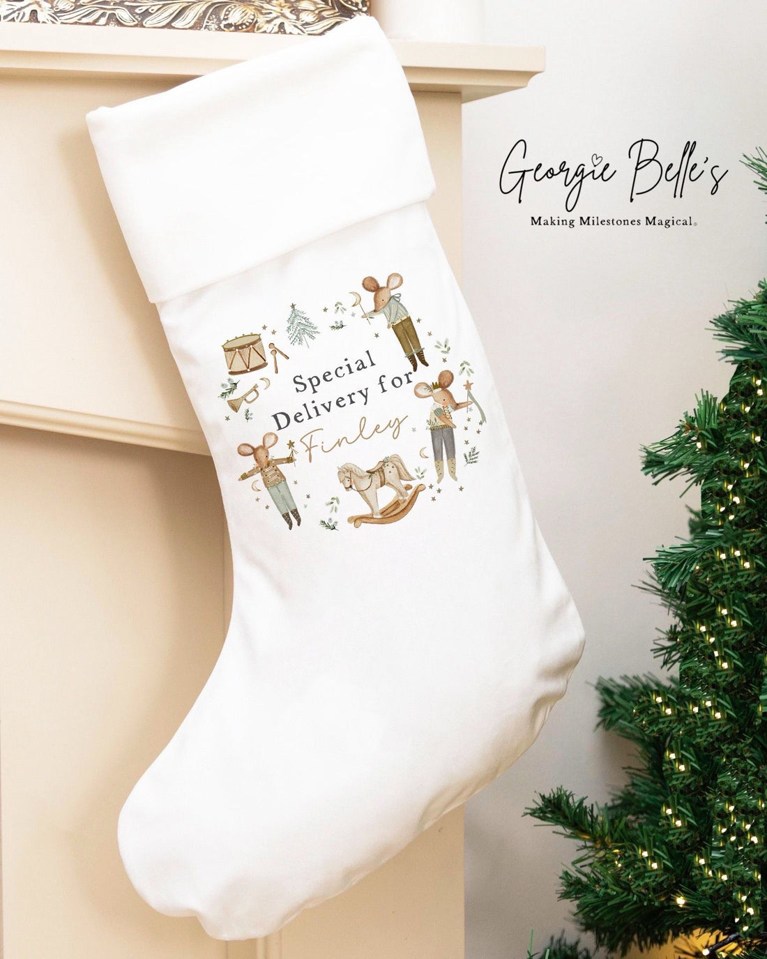 Personalised Luxury Christmas Stocking - Nude Mice Design