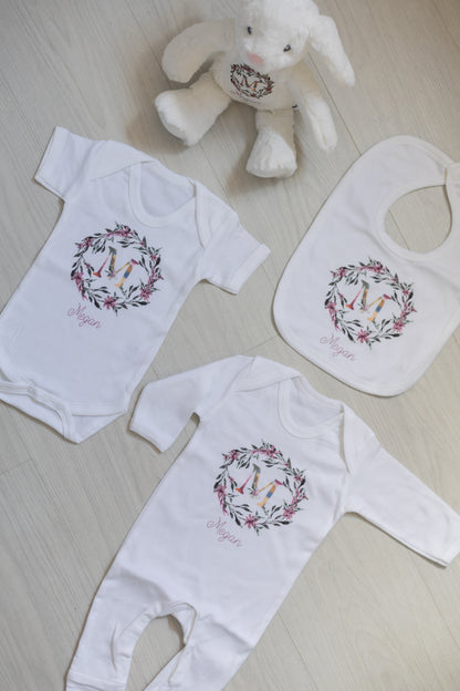 Luxury Personalised Baby Gift Set - Lilah Wreath Design