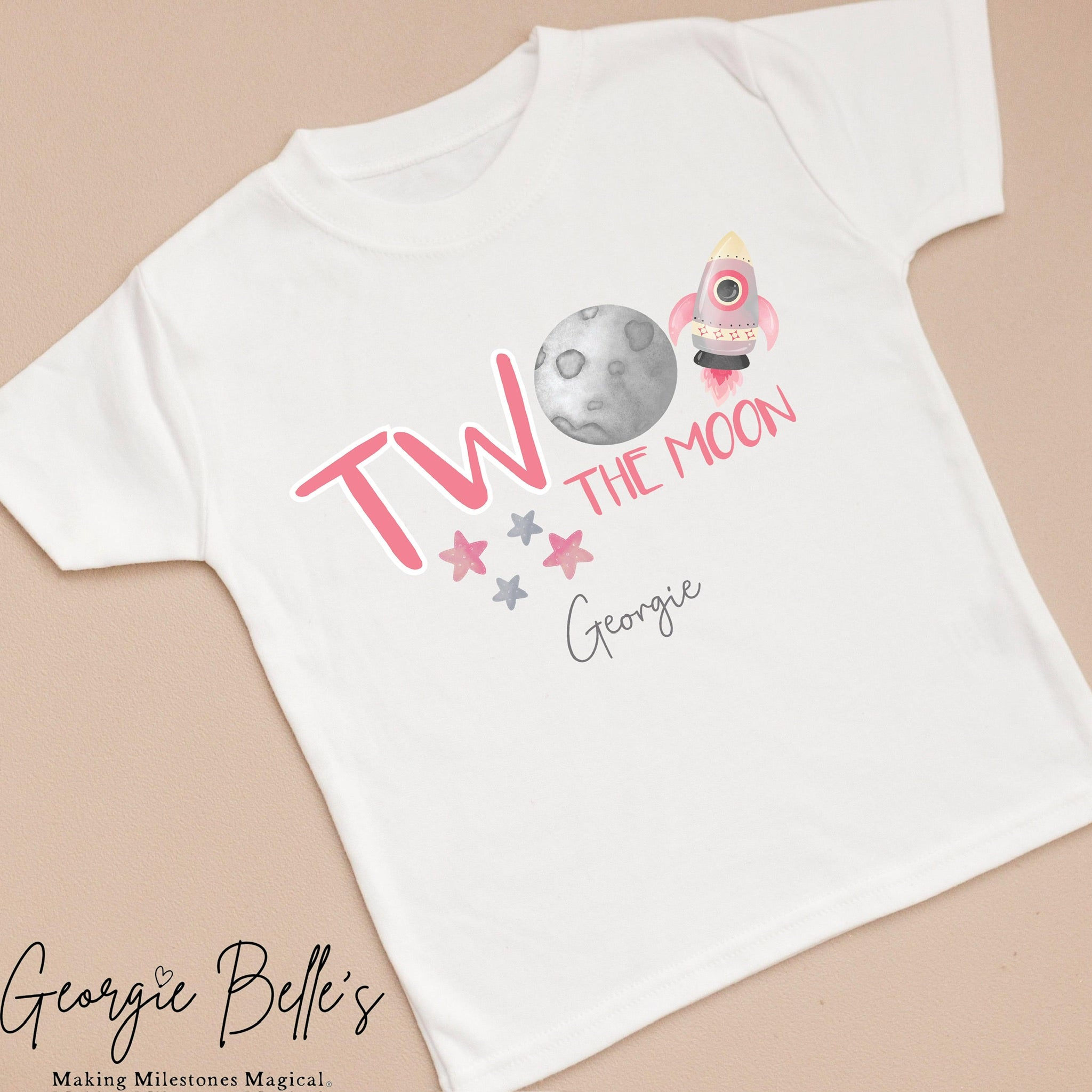 Personalised Birthday T-Shirt - Pink Moon Design