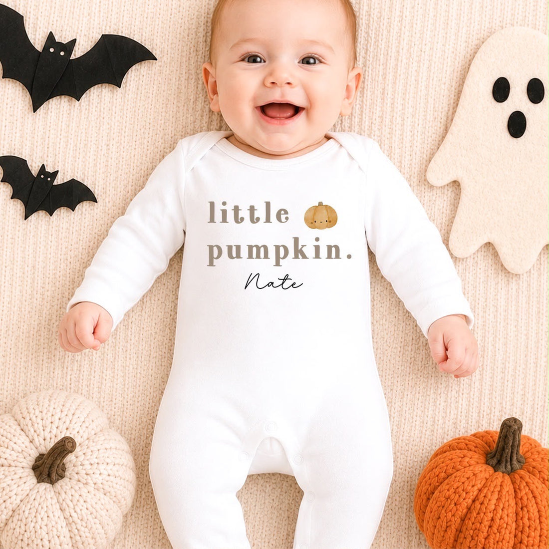 Personalised Halloween Babygrow | My First Halloween Baby Outfit | Little Pumpkin Design