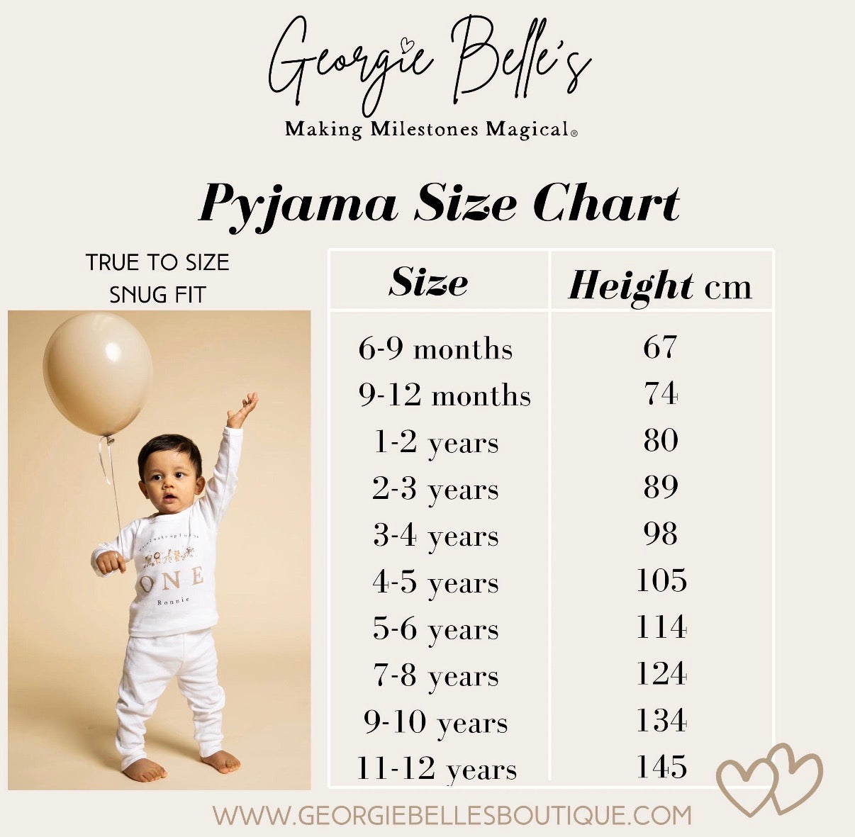 Personalised Plain White Birthday Pyjamas - Pink Classic Hot Air Balloon Design