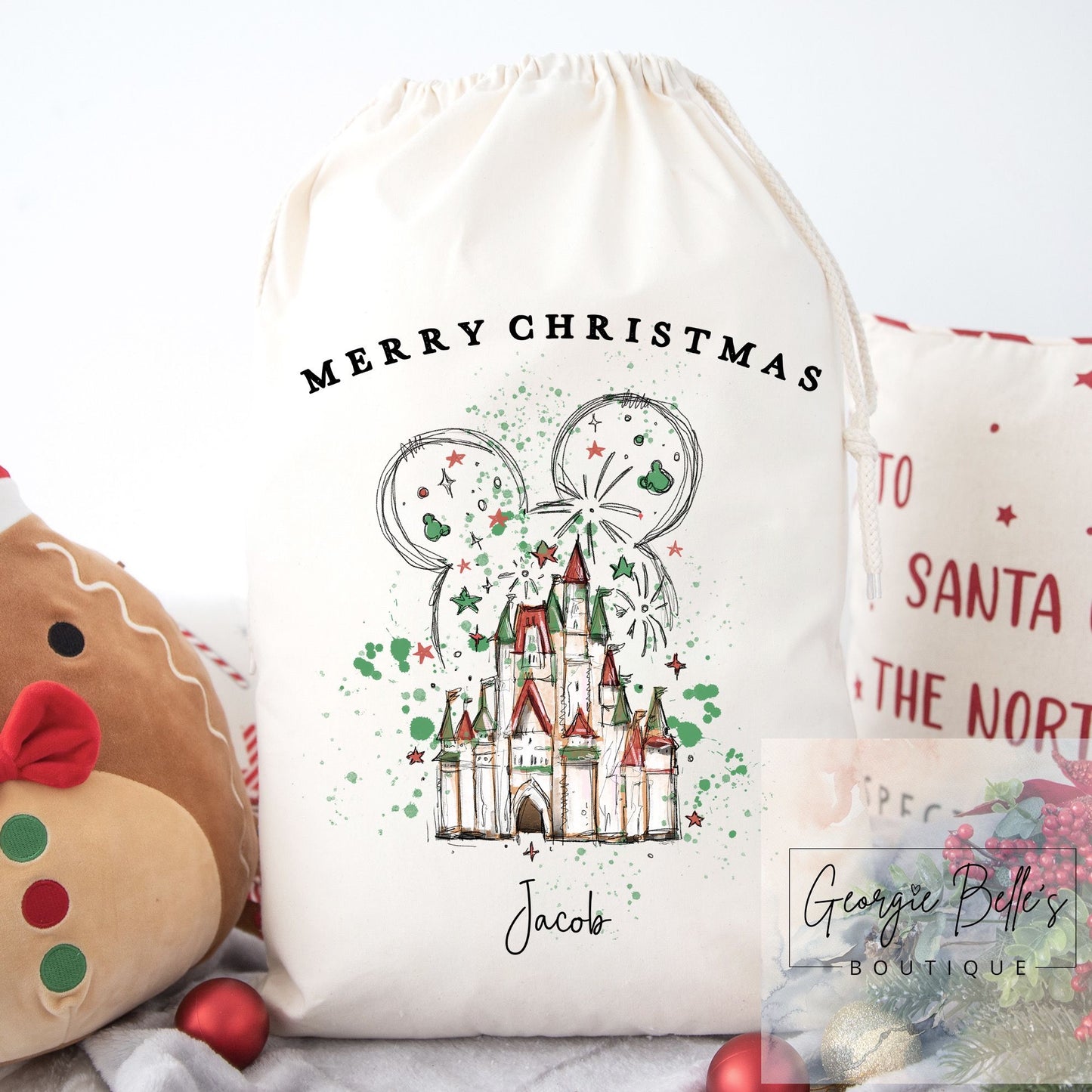 Luxury Personalised Premium Cotton Extra Large Christmas Santa Sack -  Disney Inspired Design