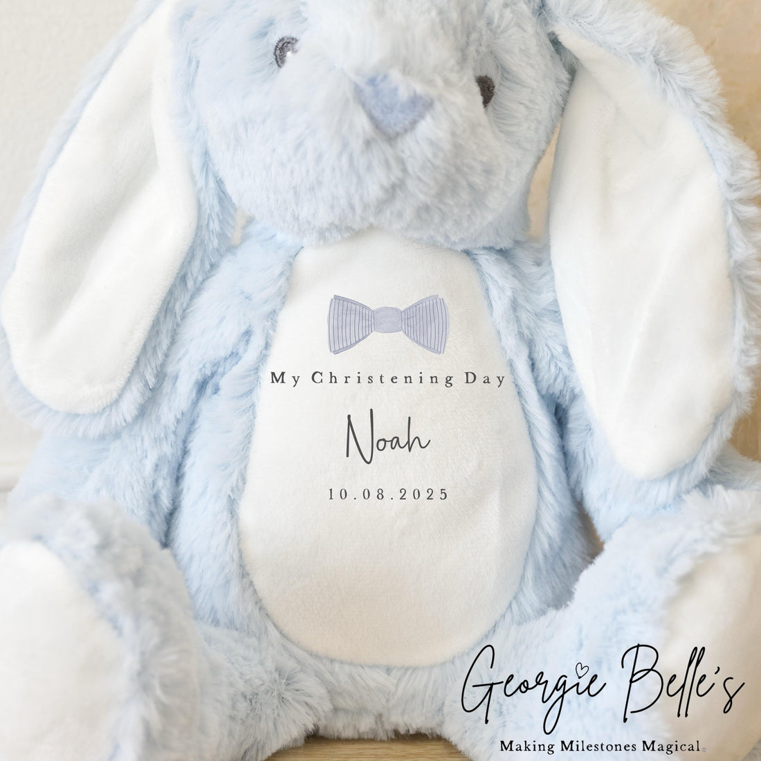 Personalised Christening Blue Bunny - Bow Tie Design