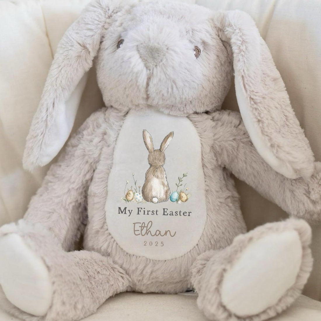 Personalised Nude Easter Bunny Soft Toy - Boy Bunny Design