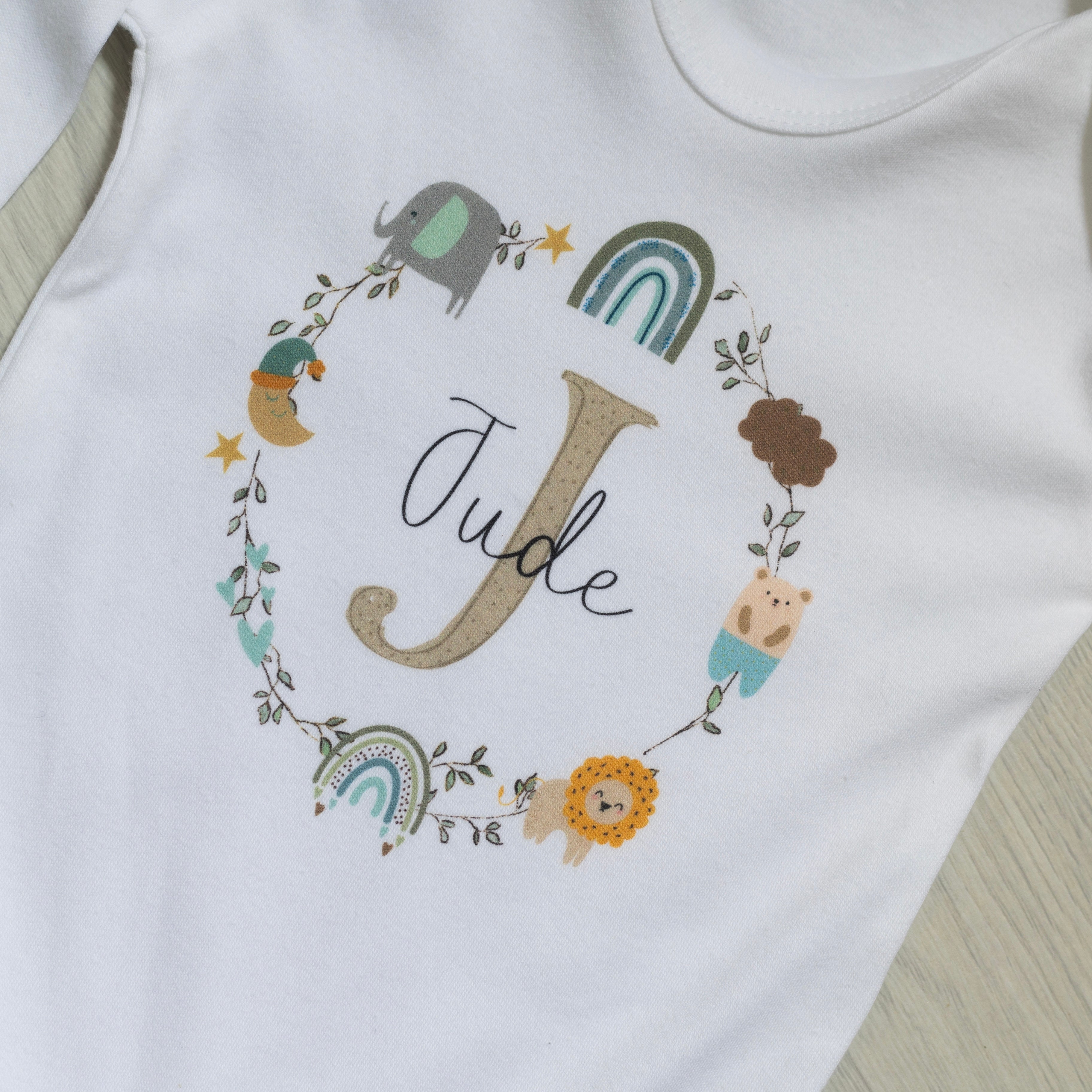 Luxury Personalised Baby Gift Set - Jungle Wreath Design