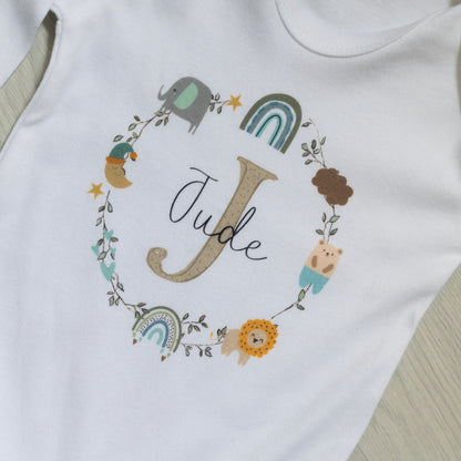 Luxury Personalised Baby Gift Set - Jungle Wreath Design