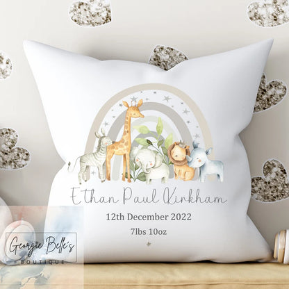 Personalised Baby Cushion - Safari Nursery Cushion