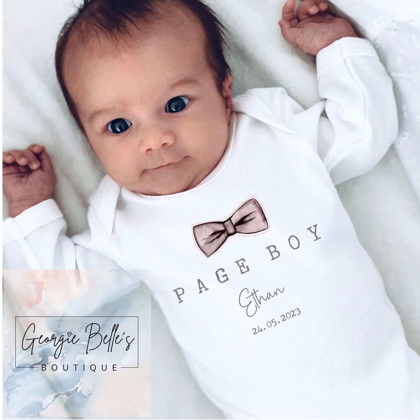 Personalised Page Boy Bow Tie Vest/Babygrow