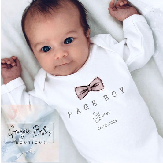 Personalised Page Boy Bow Tie Vest/Babygrow