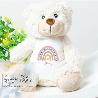 Rainbow Design Personalised Bear Soft Toy