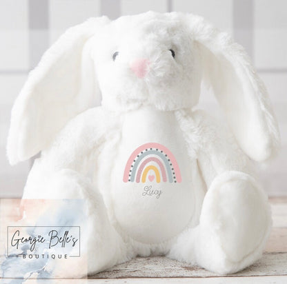 Rainbow Design Personalised Bunny Soft Toy